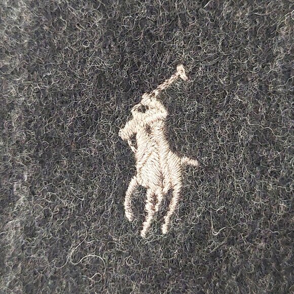 POLO Ralph Lauren Black Window Pane Gray Tweed Reversible Scarf Embroidered Logo - Picture 6 of 6